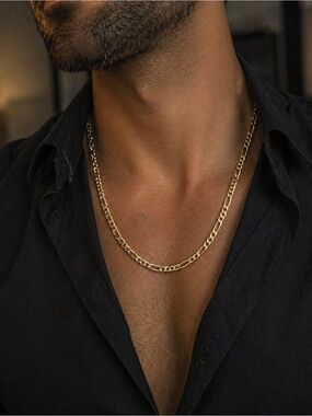 Gold Figaro Chain Necklace for Men - 22”-10K Solid Real Gold Figaro Chain 2mm